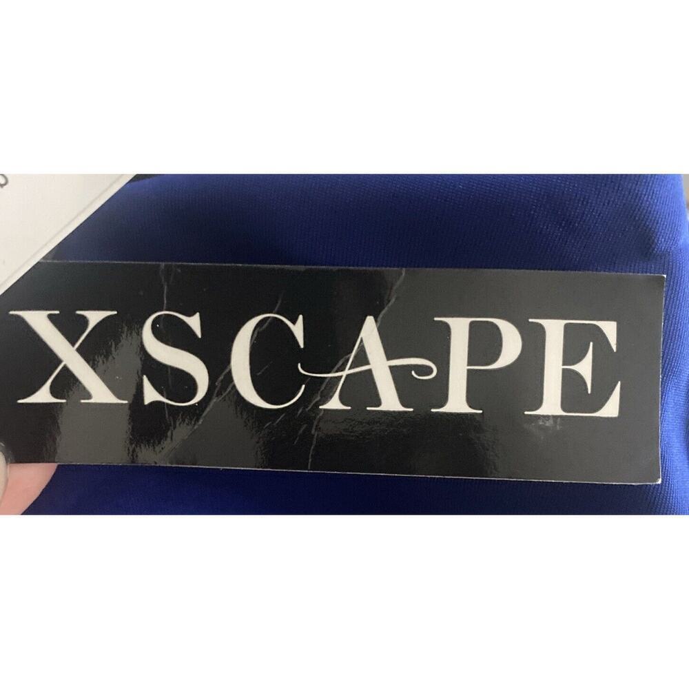 Xscape Dress Size 6 Off The Shoulder Scuba Fit Dark Blue - Picture 4 of 5